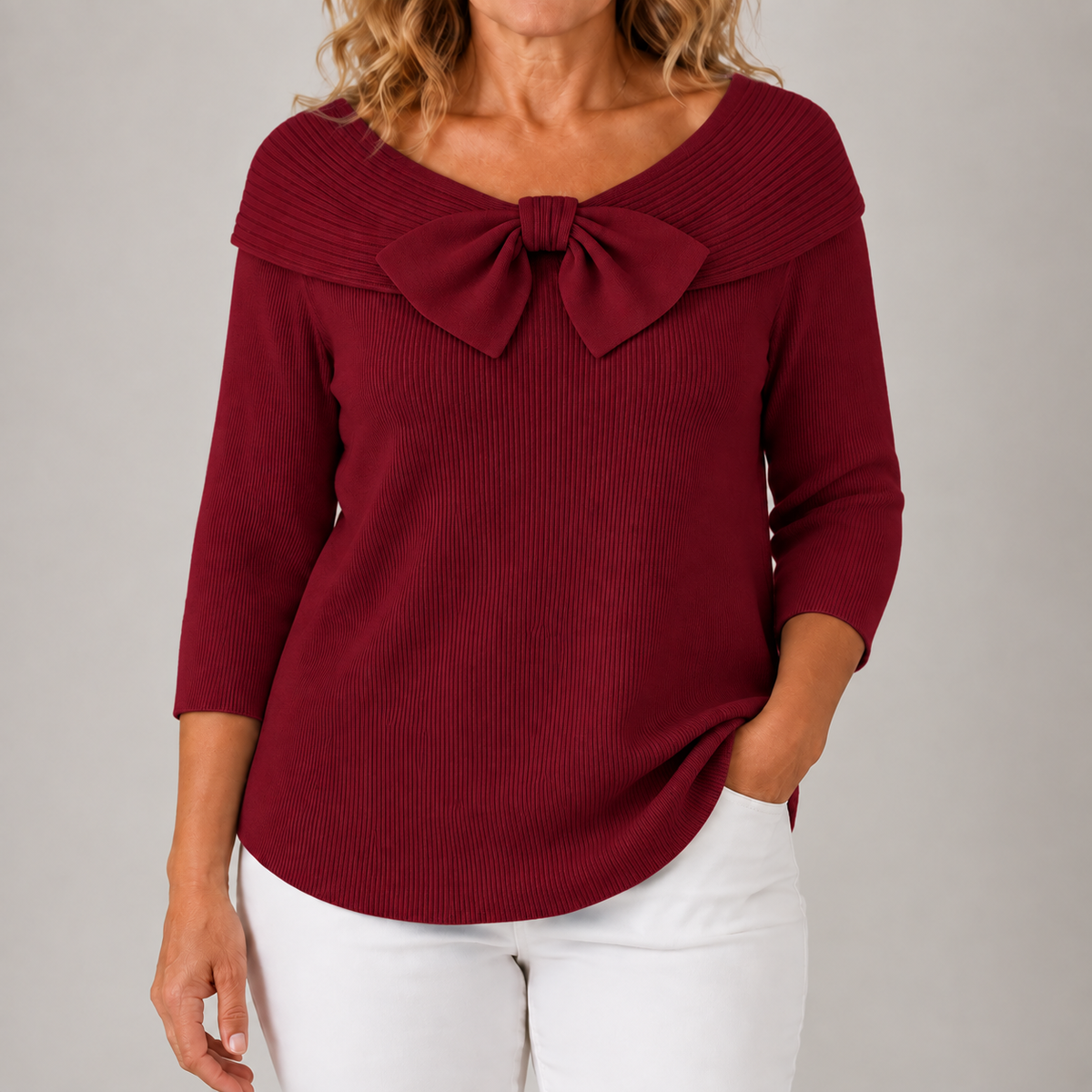 Gianna | Women's Elegant Bow Knit Sweater