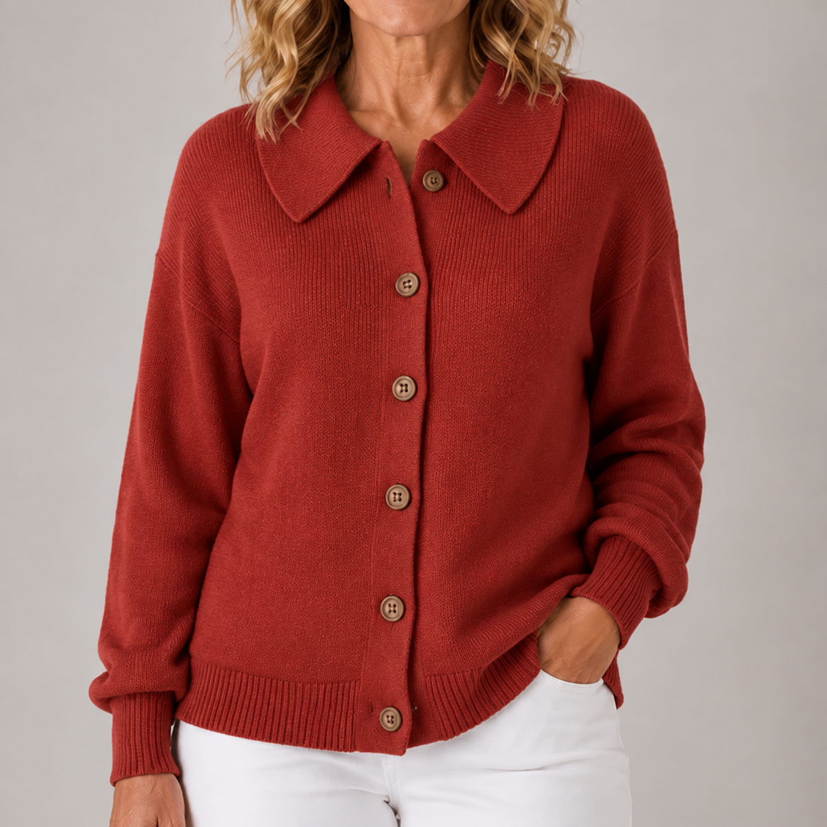 Amara | Women's Classic Collared Knit Cardigan