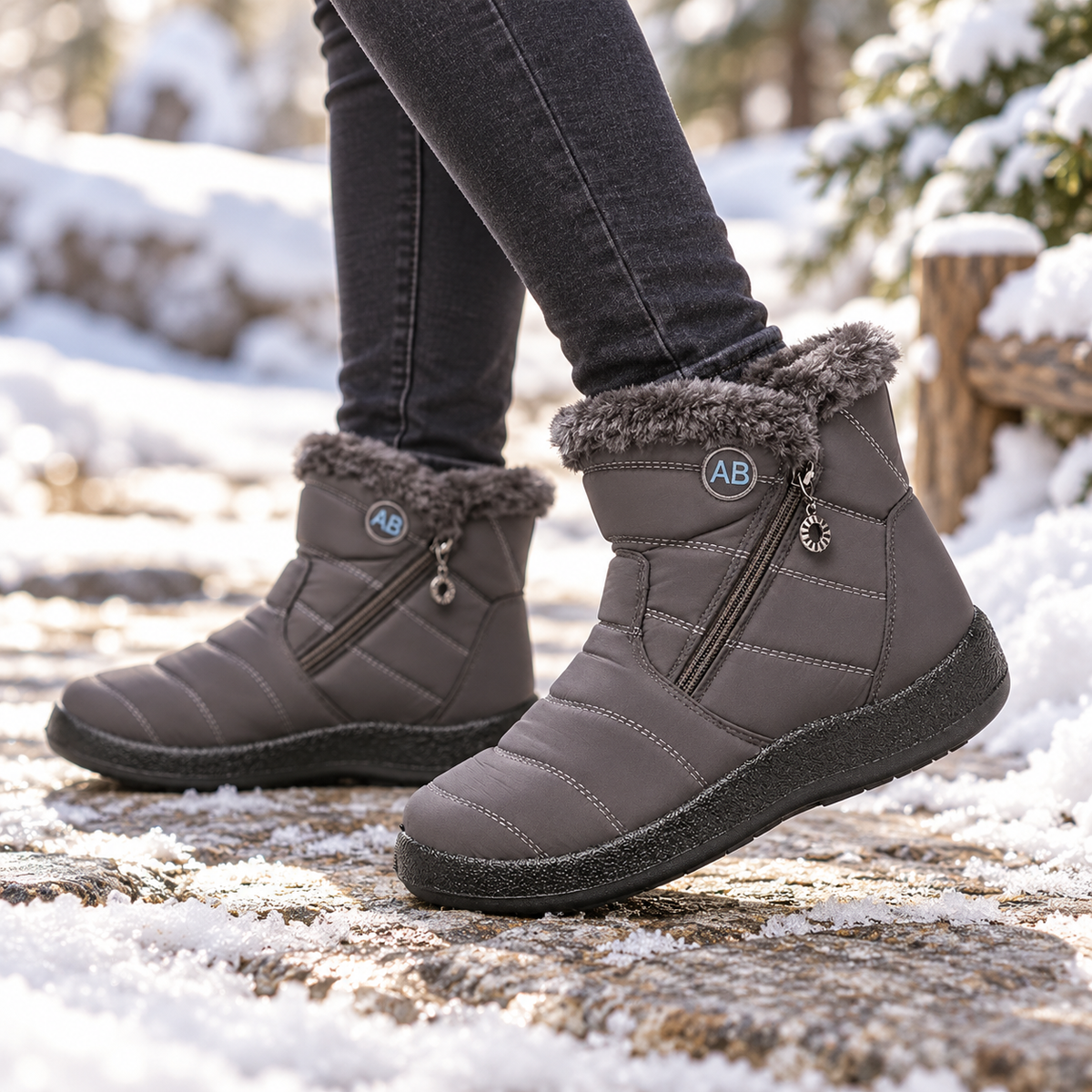 Lunavia | Plush-Lined Zipper Ankle Boots