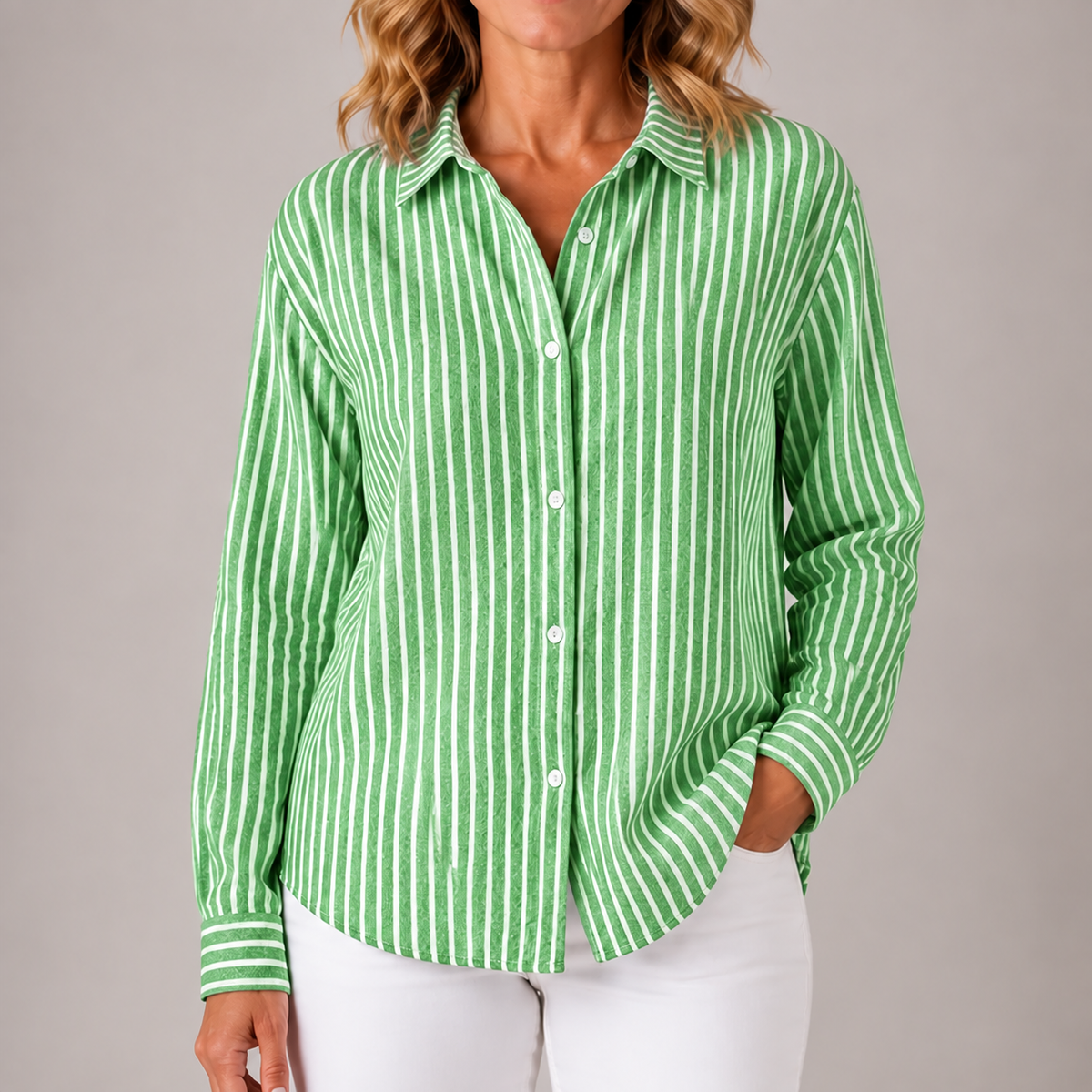 Louise | Women's Relaxed Striped Button-Down Shirt