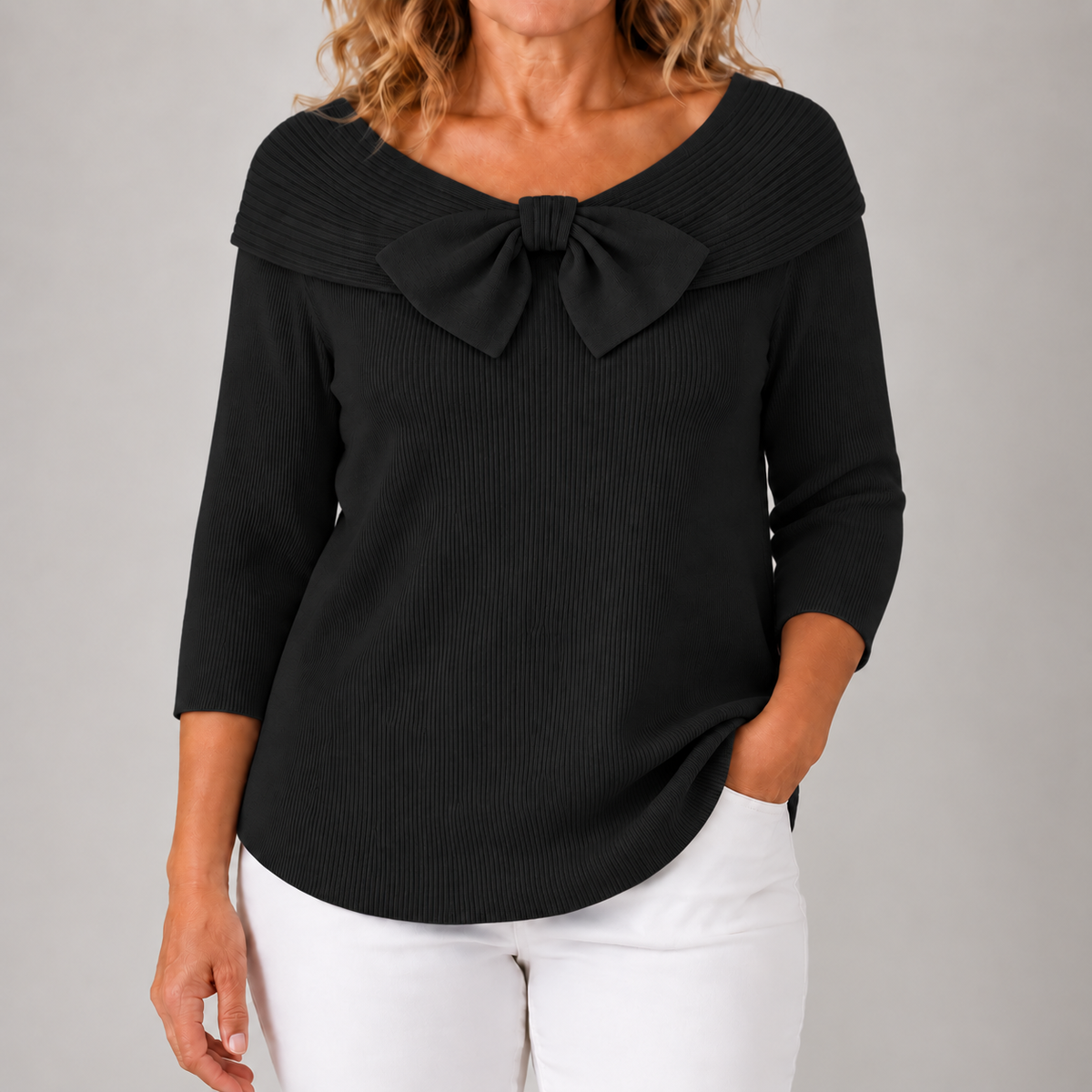 Gianna | Women's Elegant Bow Knit Sweater
