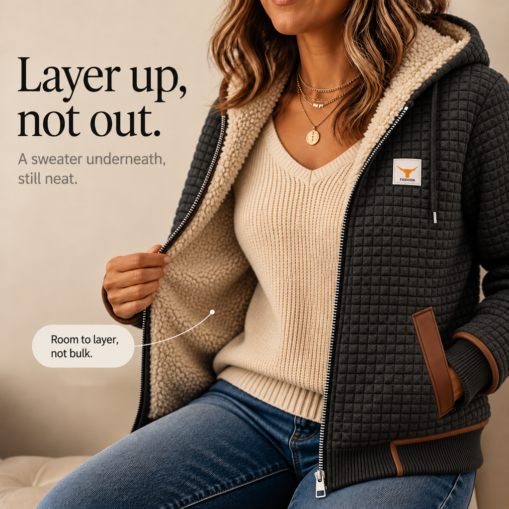 Hearthline | Waffle-Quilted Hooded Jacket