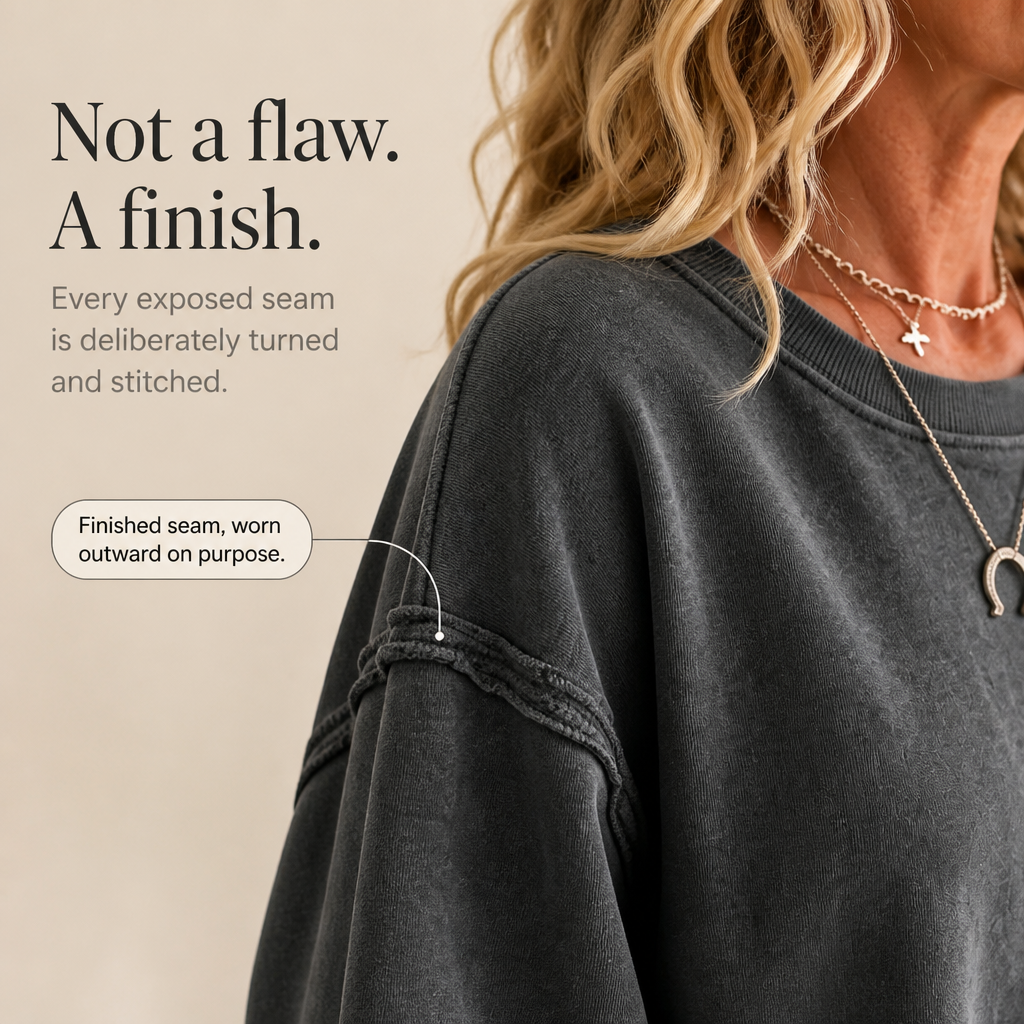 Marlowfield | Exposed-Seam Cut-Out Cuff Sweatshirt
