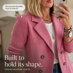 Mearbella | Knit-Sleeve Double-Breasted Blazer
