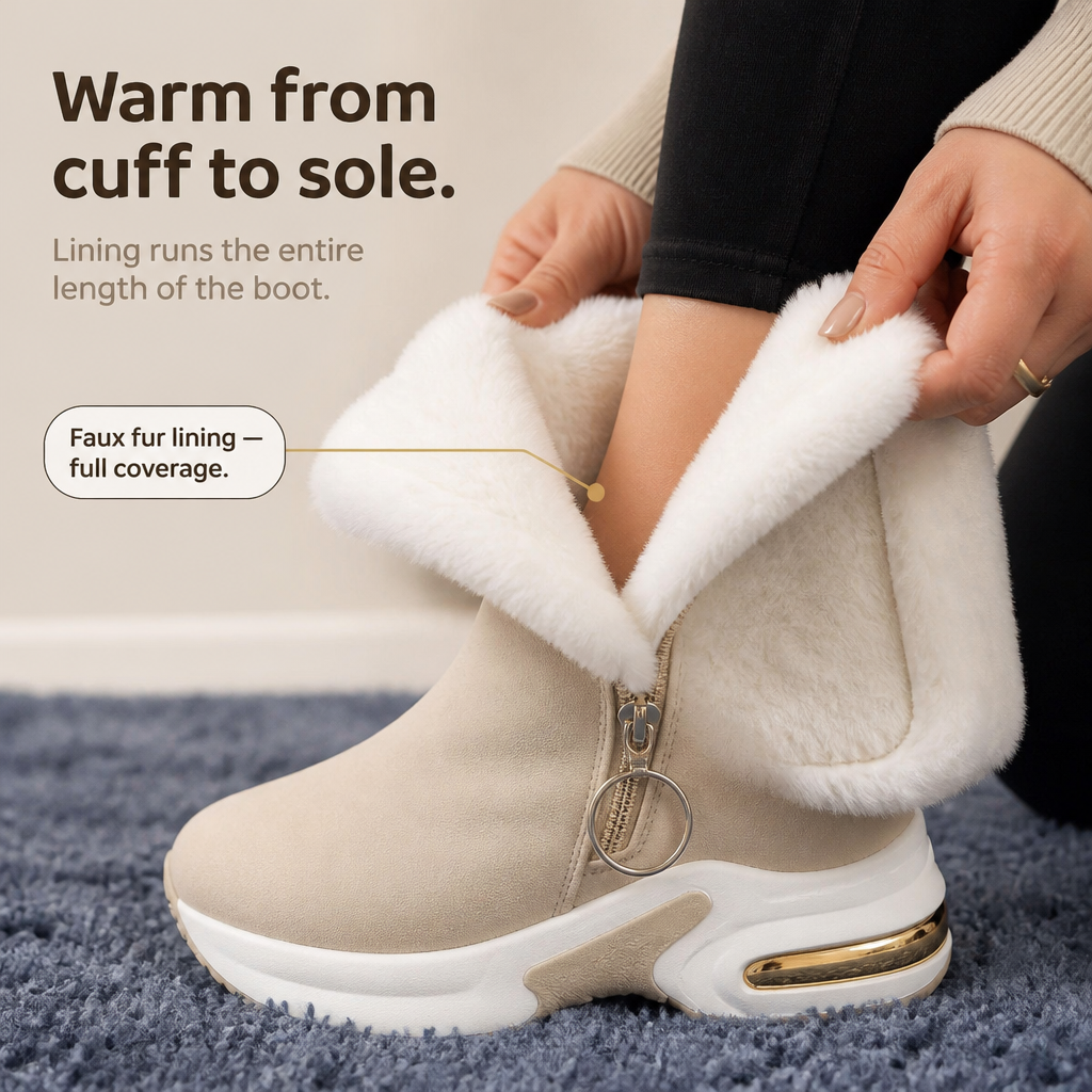 CozyLift | Plush-Cuff Zip-Up Ankle Boots