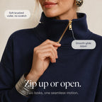 Velaire | Asymmetric Diagonal-Zip High-Neck Sweatshirt