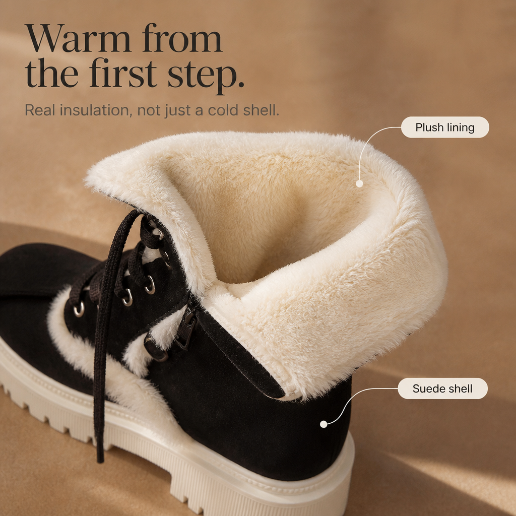 Velvara | Plush-Lined Lace-Up Mid-Calf Boots