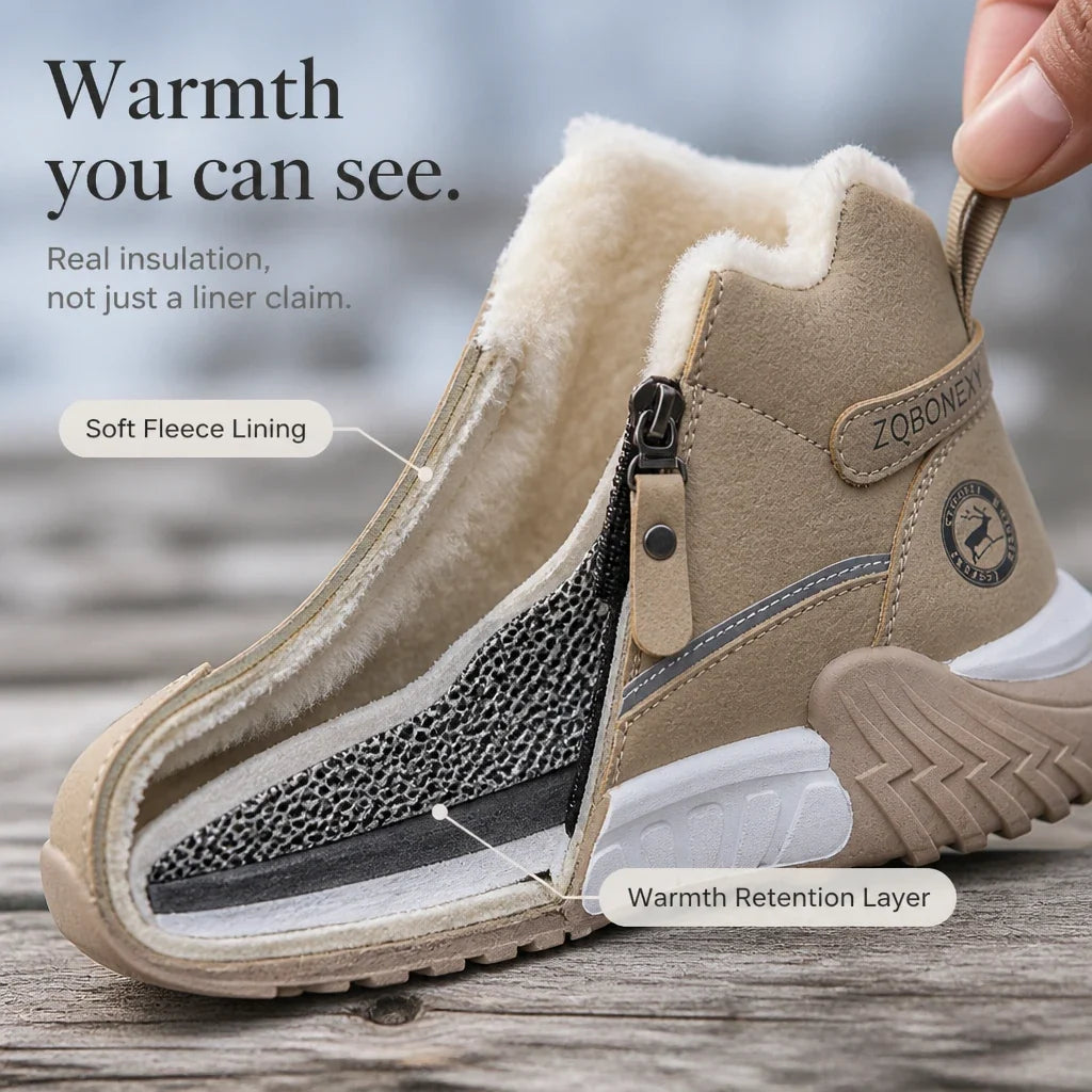 Frostelle | Fleece-Lined Zip Ankle Winter Boots