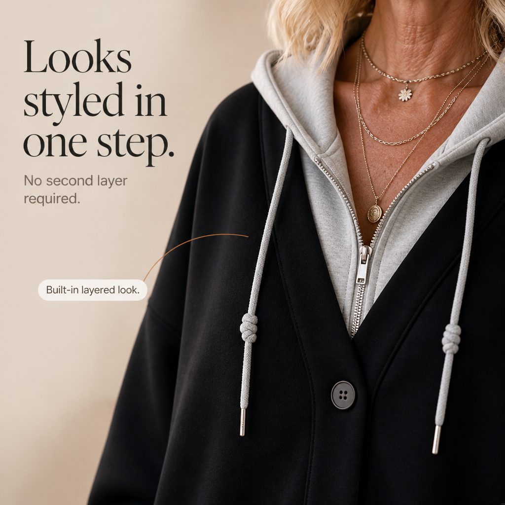 Layerelle | Color-Block Faux-Layer V-Neck Hoodie
