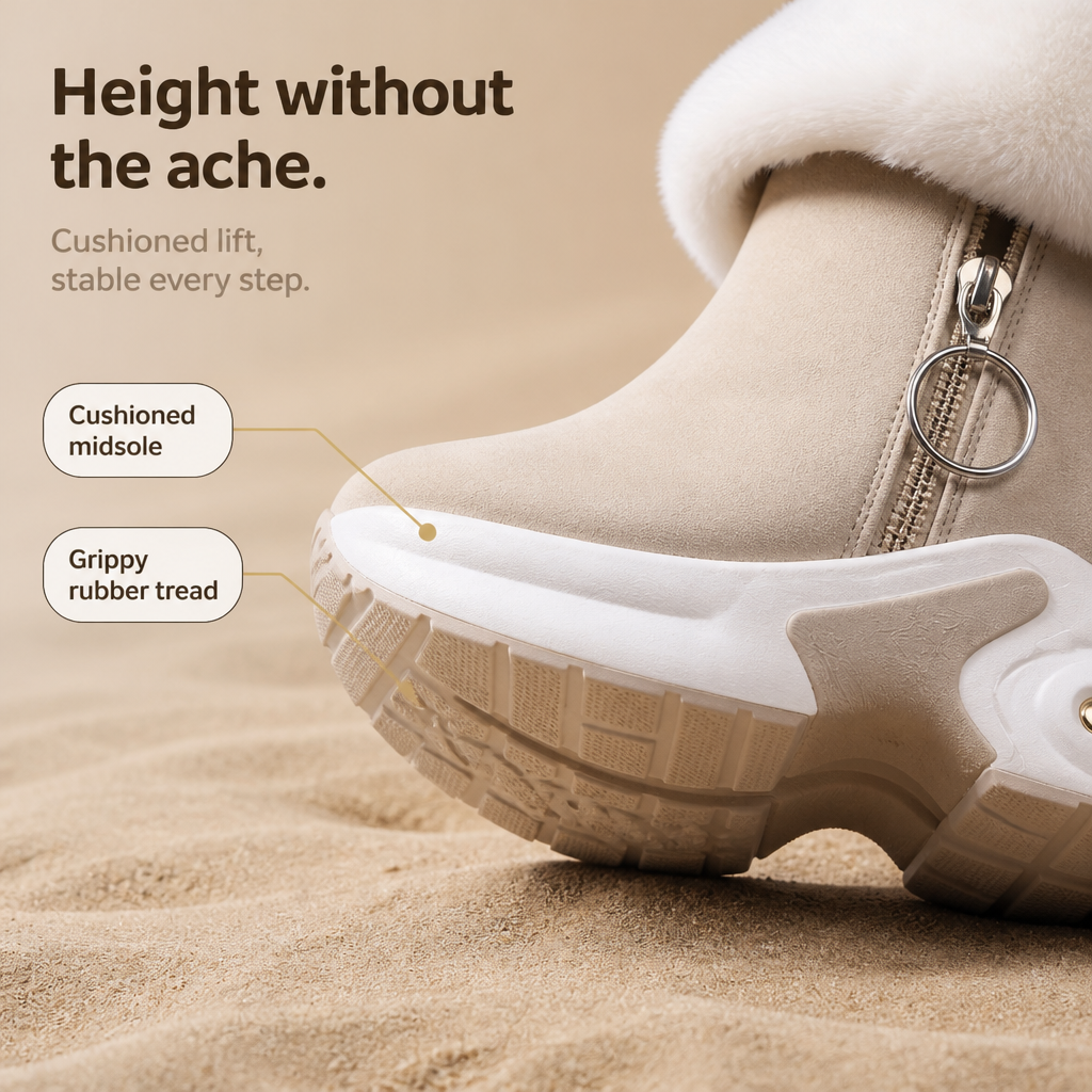 CozyLift | Plush-Cuff Zip-Up Ankle Boots