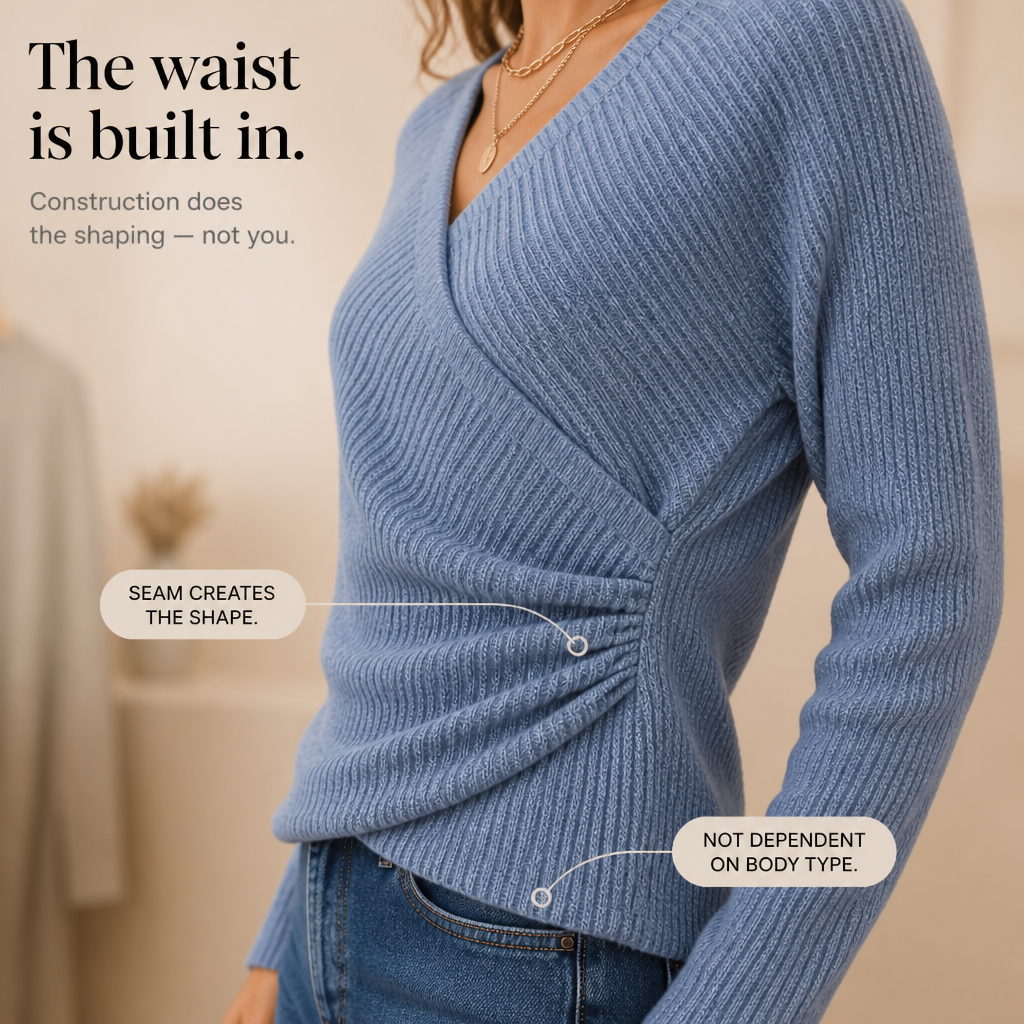 Cinchable | Crossover Wrap V-Neck Knit Top