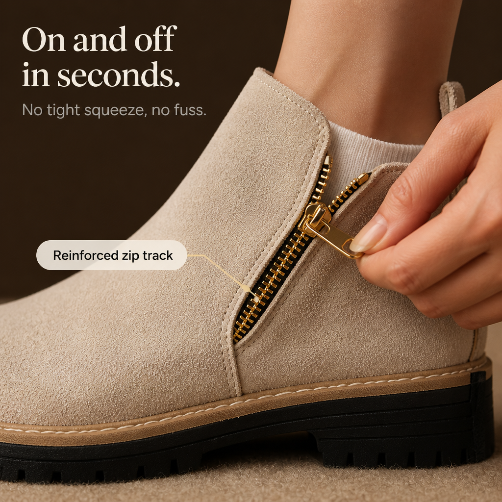 Stridewell | Square-Heel Zip-Up Ankle Boots