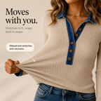 Denali Rowe | Denim-Look Collar Top