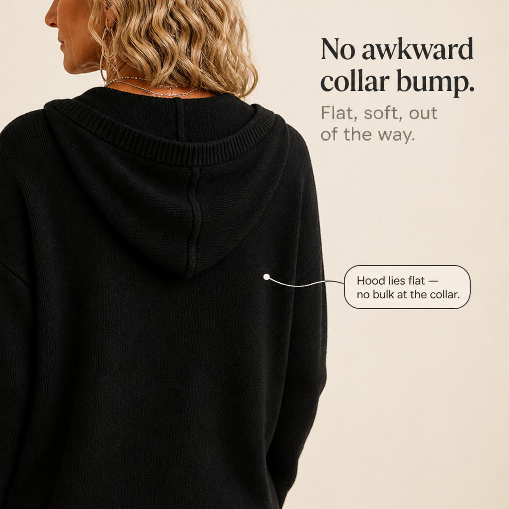 Hoodwell | Hooded Button-Front Knit Cardigan