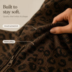 Roamprint | Leopard Print Oversized Quarter-Zip Sweatshirt