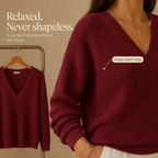 Pearbella | Waffle Knit Drop-Shoulder V-Neck Top