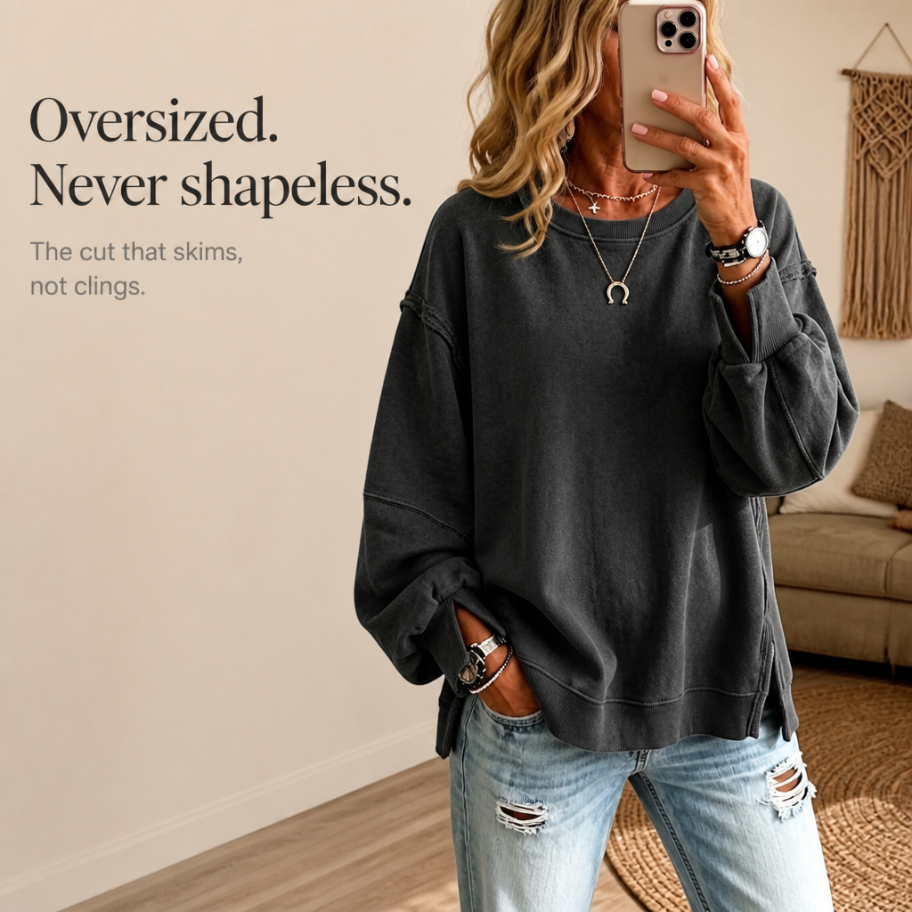 Marlowfield | Exposed-Seam Cut-Out Cuff Sweatshirt