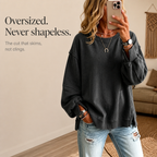 Marlowfield | Exposed-Seam Cut-Out Cuff Sweatshirt