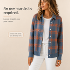 Verawool | Plaid Knit Shirt-Collar Cardigan