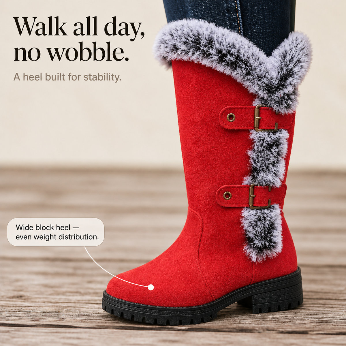 Frostella | Fur-Trimmed Suede Knee-High Winter Boots
