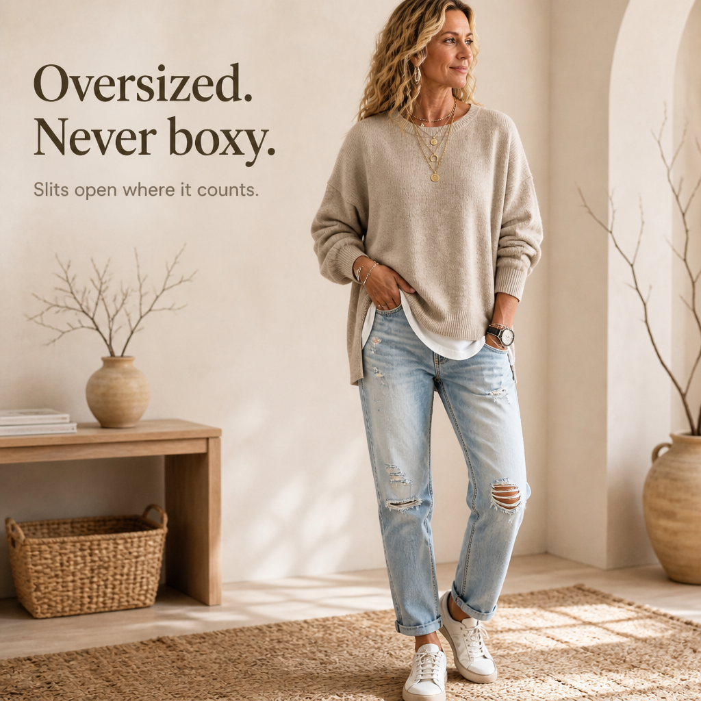 Wearbellas | Drop-Shoulder Lantern Sleeve Chunky Knit Sweater
