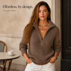 ElevenOra | Half-Zip Collar Textured Knit Sweater