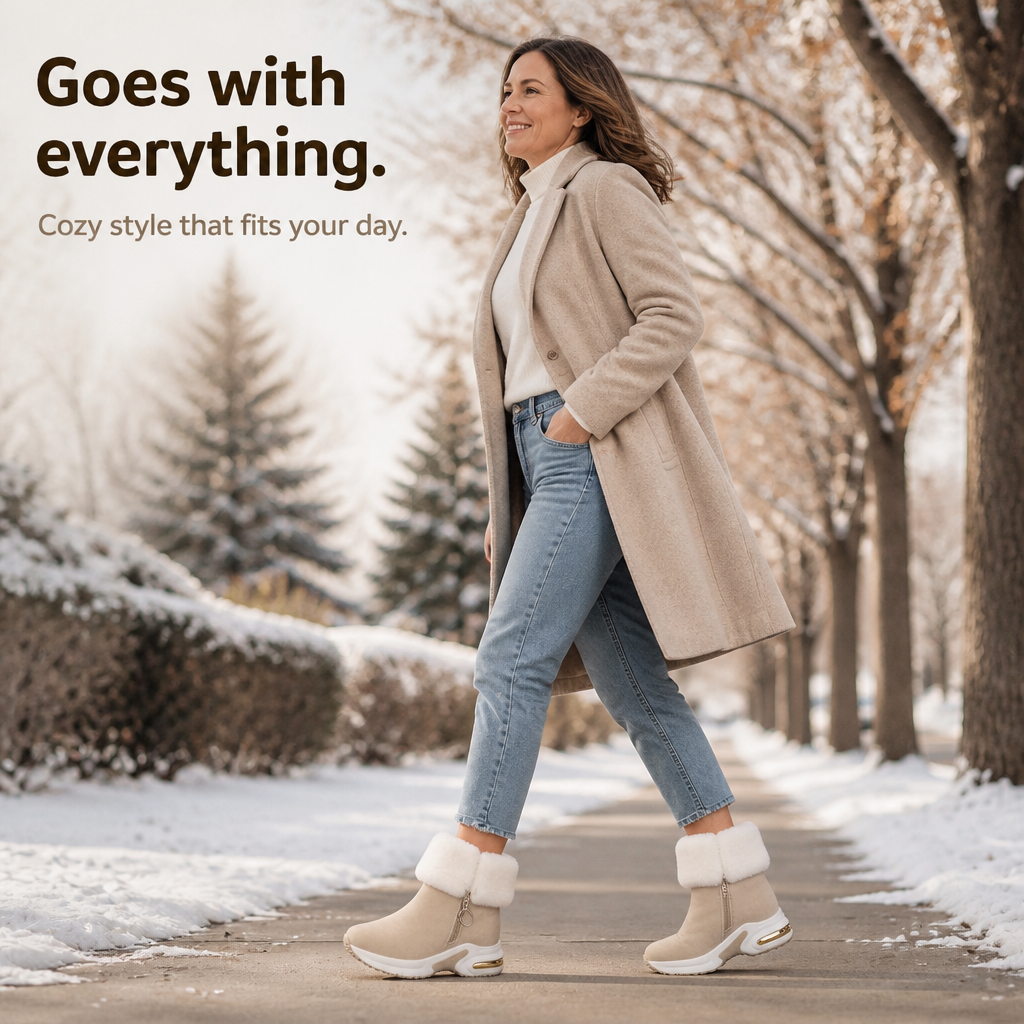 CozyLift | Plush-Cuff Zip-Up Ankle Boots