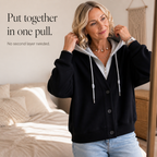 Layerelle | Color-Block Faux-Layer V-Neck Hoodie
