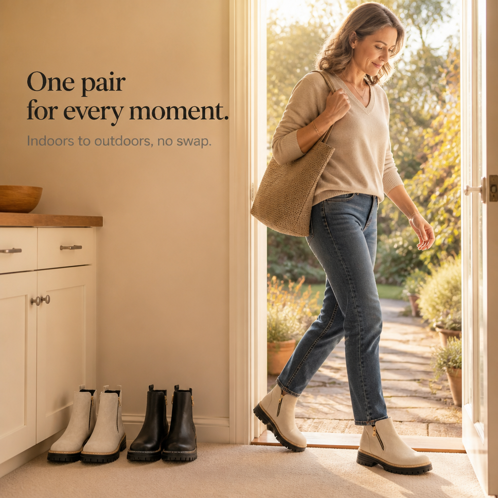 Stridewell | Square-Heel Zip-Up Ankle Boots