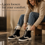 Velvara | Plush-Lined Lace-Up Mid-Calf Boots
