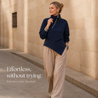 Velaire | Asymmetric Diagonal-Zip High-Neck Sweatshirt
