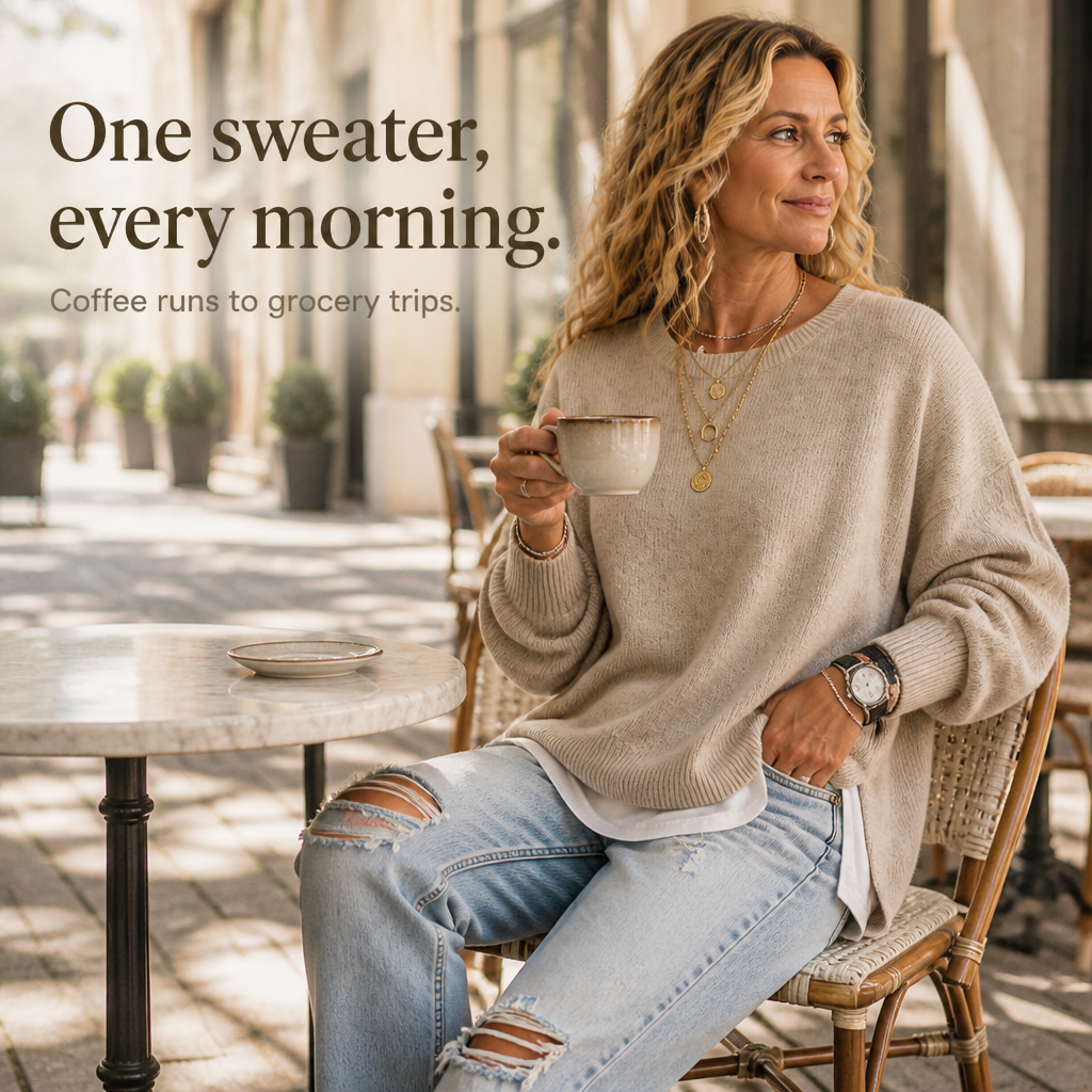 Wearbellas | Drop-Shoulder Lantern Sleeve Chunky Knit Sweater