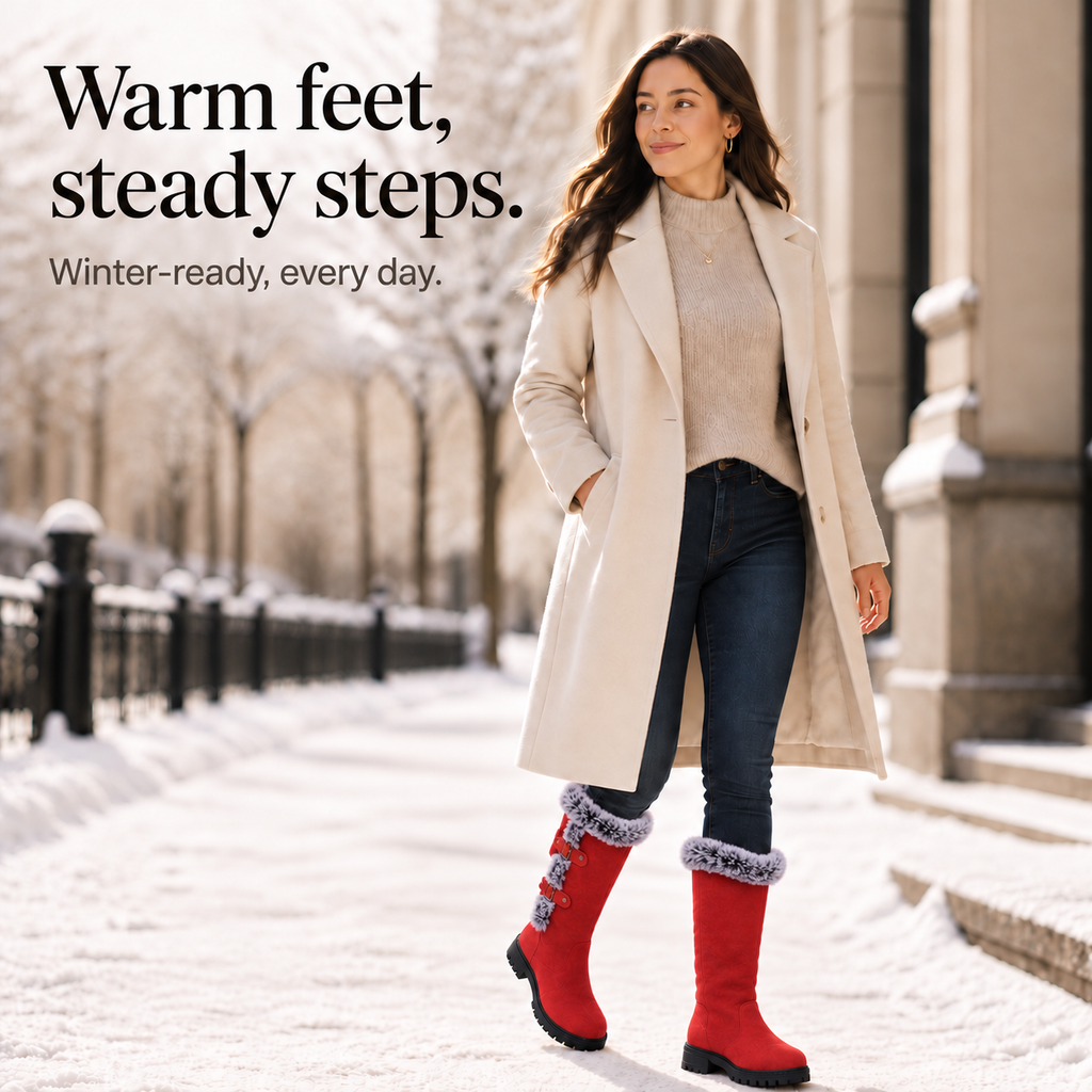Frostella | Fur-Trimmed Suede Knee-High Winter Boots