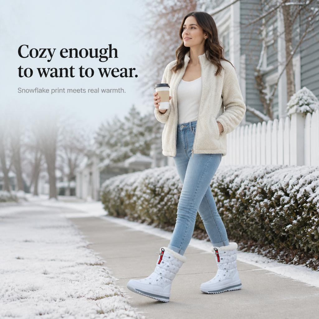 Frostelle | Snowflake-Print Plush-Lined Winter Boots