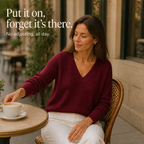 Pearbella | Waffle Knit Drop-Shoulder V-Neck Top