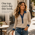 Denali Rowe | Denim-Look Collar Top