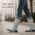 Slouchelle | Ribbed Cuff Slouch Mid-Calf Boots