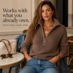 ElevenOra | Half-Zip Collar Textured Knit Sweater