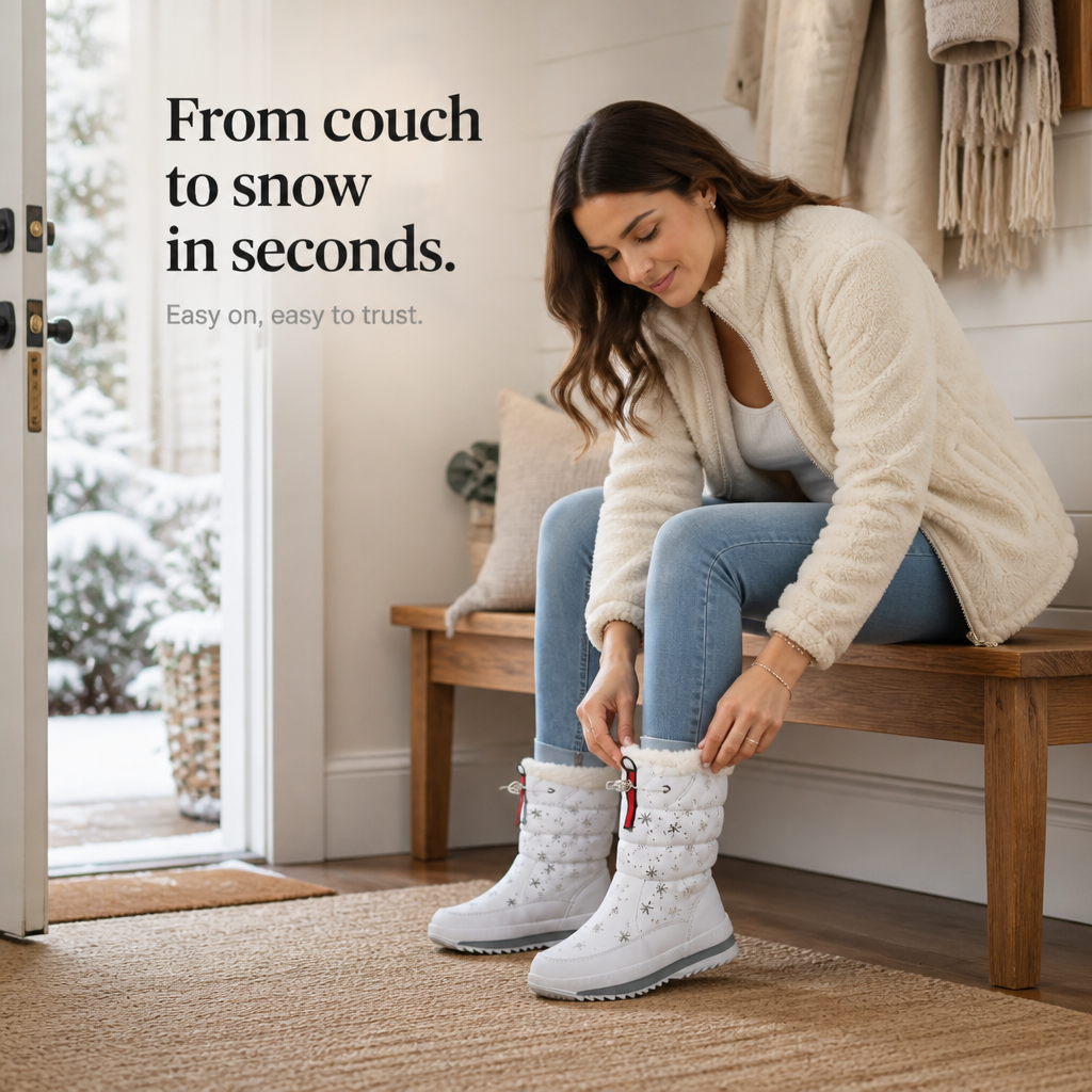 Frostelle | Snowflake-Print Plush-Lined Winter Boots