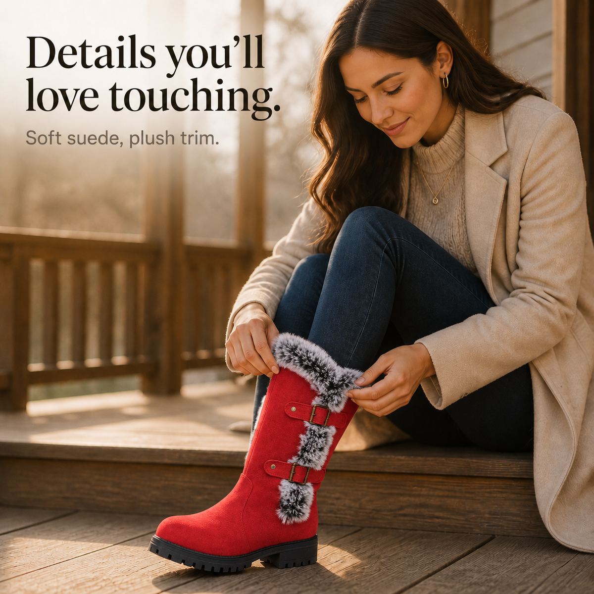 Frostella | Fur-Trimmed Suede Knee-High Winter Boots