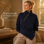 Velaire | Asymmetric Diagonal-Zip High-Neck Sweatshirt