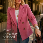 Mearbella | Knit-Sleeve Double-Breasted Blazer