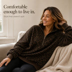 Roamprint | Leopard Print Oversized Quarter-Zip Sweatshirt