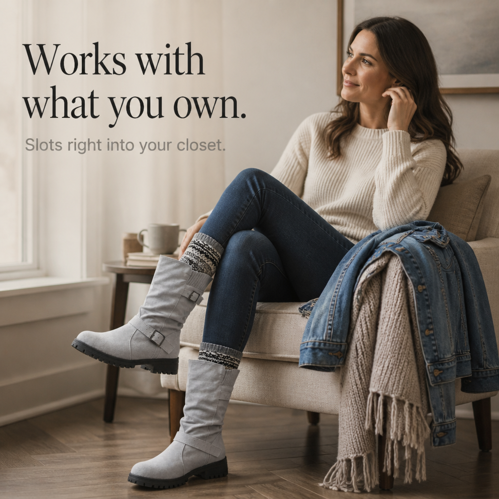 Slouchelle | Ribbed Cuff Slouch Mid-Calf Boots