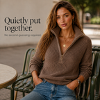 ElevenOra | Half-Zip Collar Textured Knit Sweater