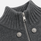 Wearvale | Two-Way Zip High-Neck Knit Cardigan