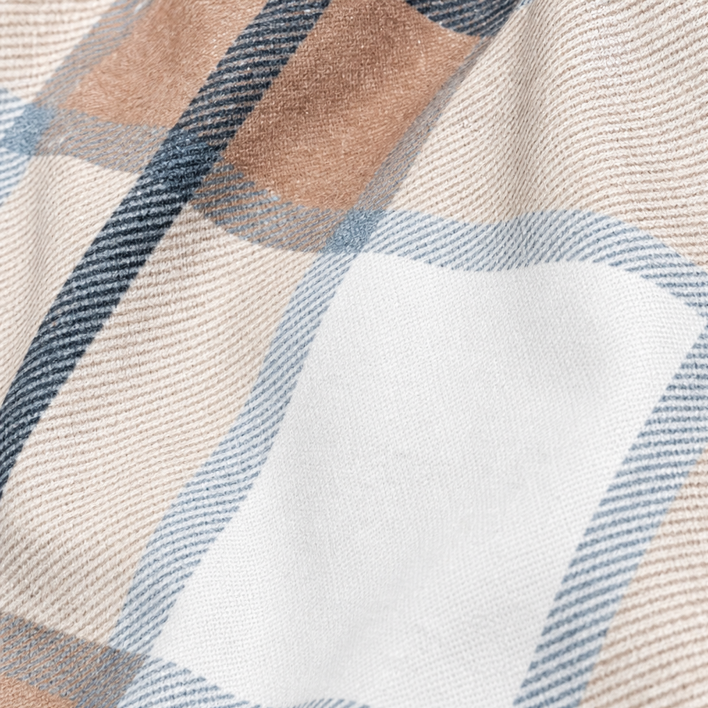 Plaidwell | Drawstring V-Neck Hooded Plaid Top