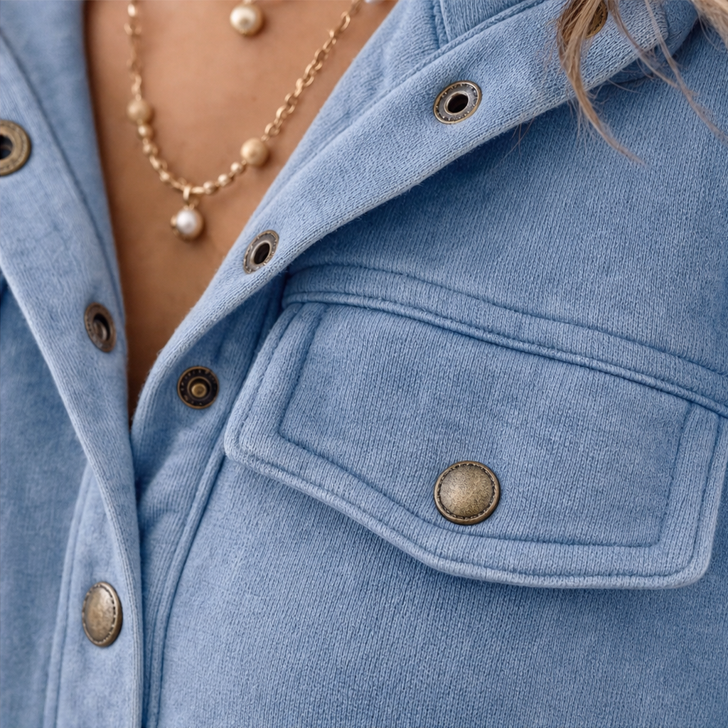 Washed Muse | Vintage-Washed Snap-Neck Sweatshirt