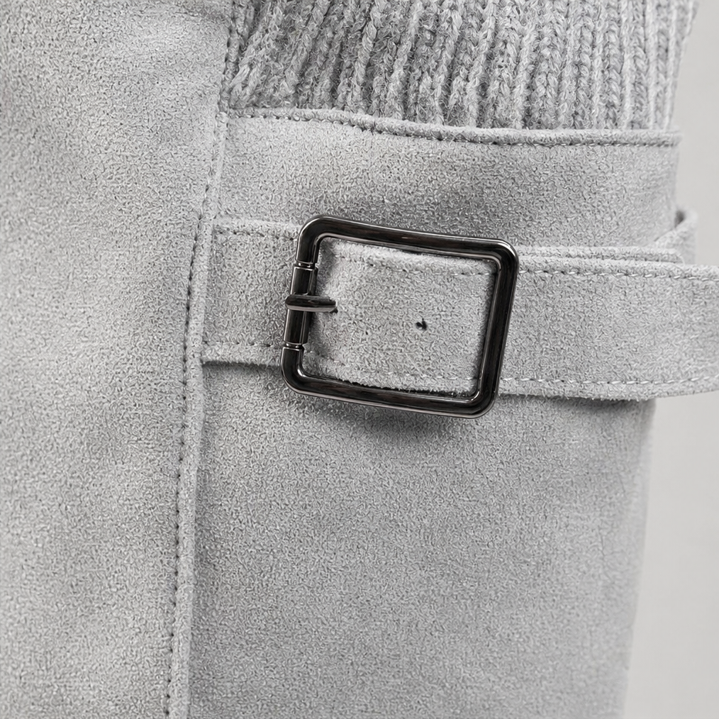 Calfden | Ribbed Cuff Lug Sole Slouch Boots