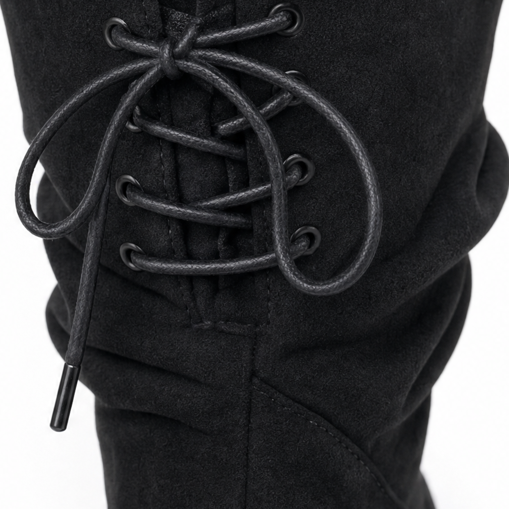 Slouch & Stroll | Lace-Up Slouchy Mid-Calf Boots